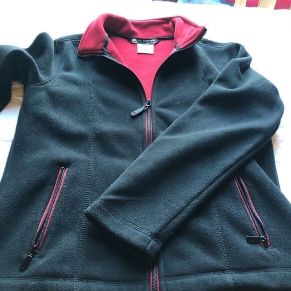 B. C. Clothing Light fleece jacket Black with red accent Petite Small - Picture 7 of 7